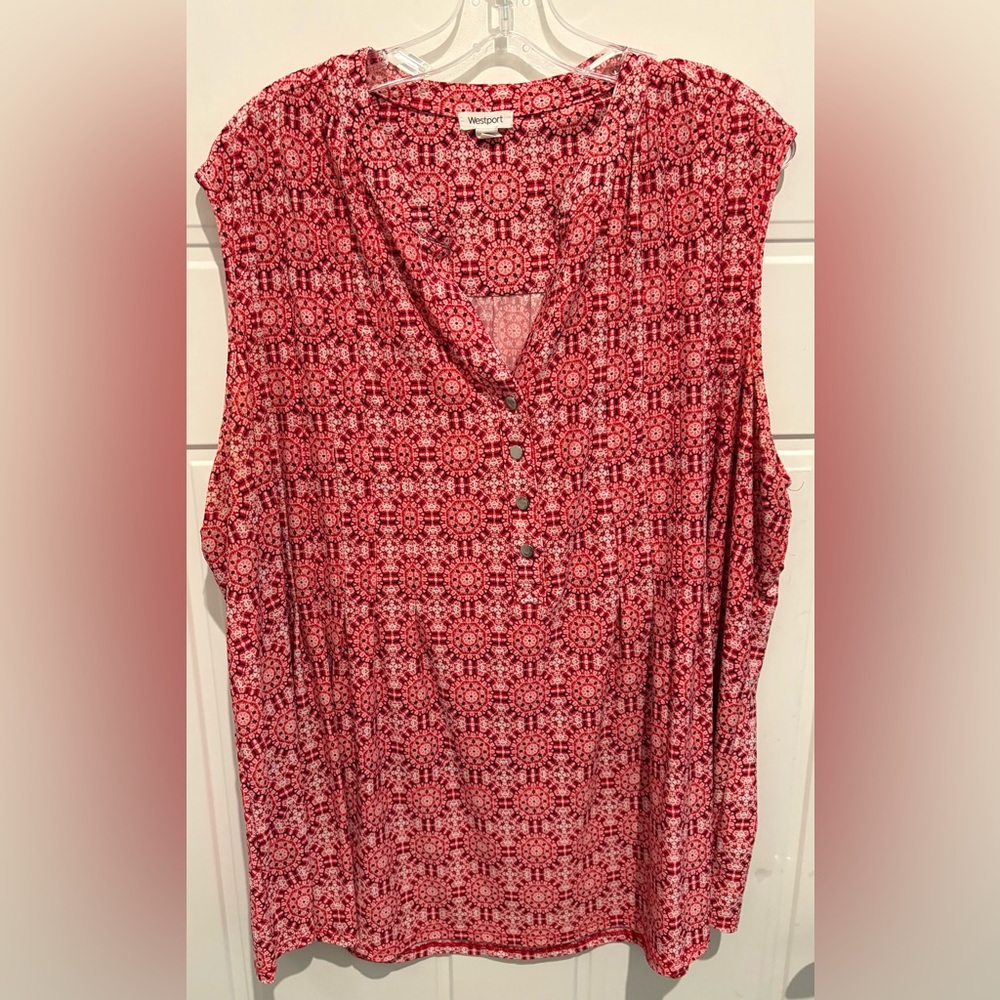 Westport Red and White Blouse (3X)